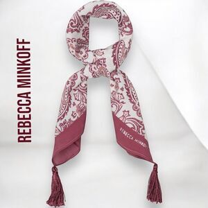 REBECCA MINKOFF Women’s Paisley Tassel Bandana Scarf in Berry Multi Color